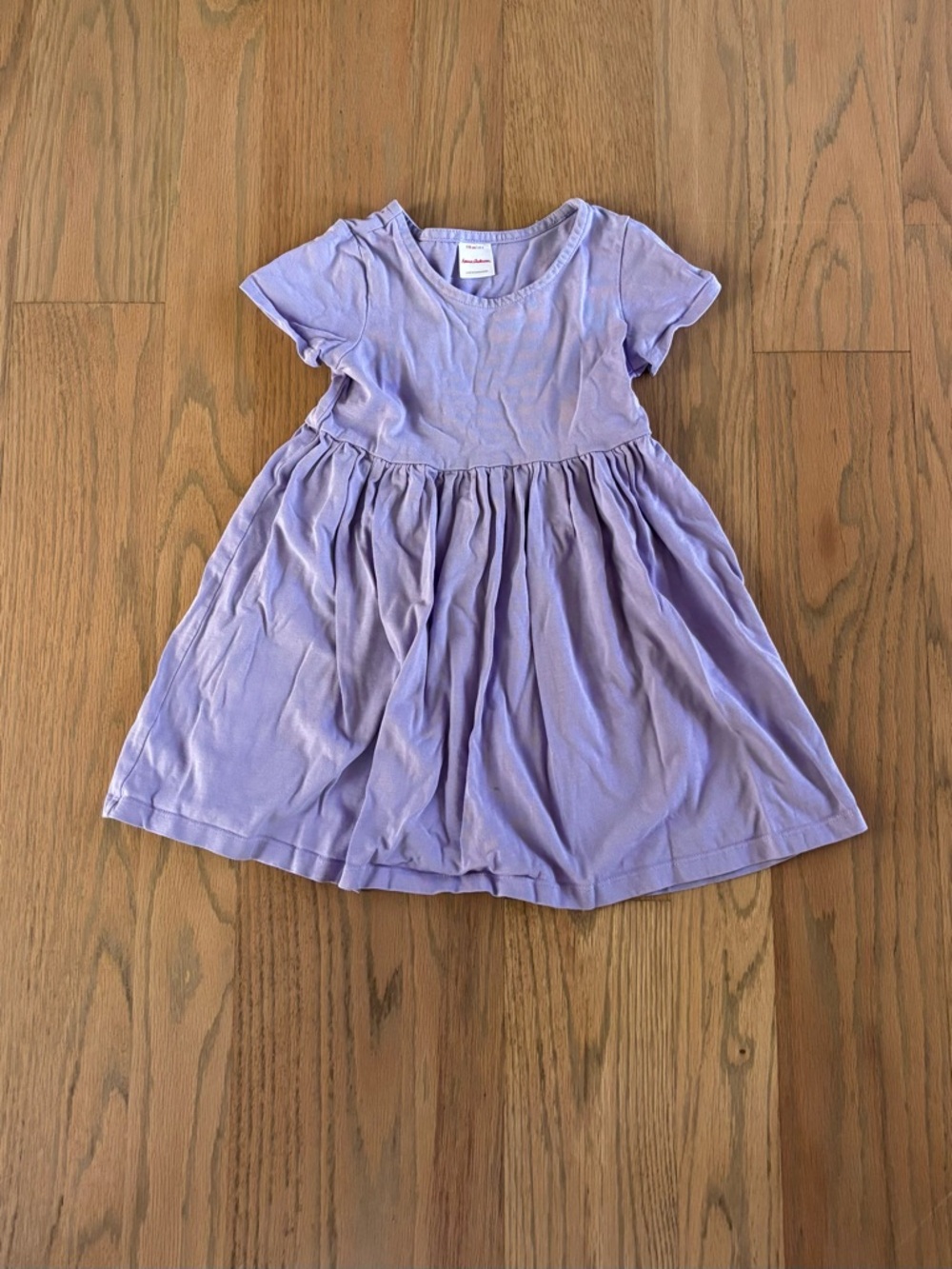 Hanna Andersson Lavender Short-Sleeve Cotton Dress, size 5 110cm